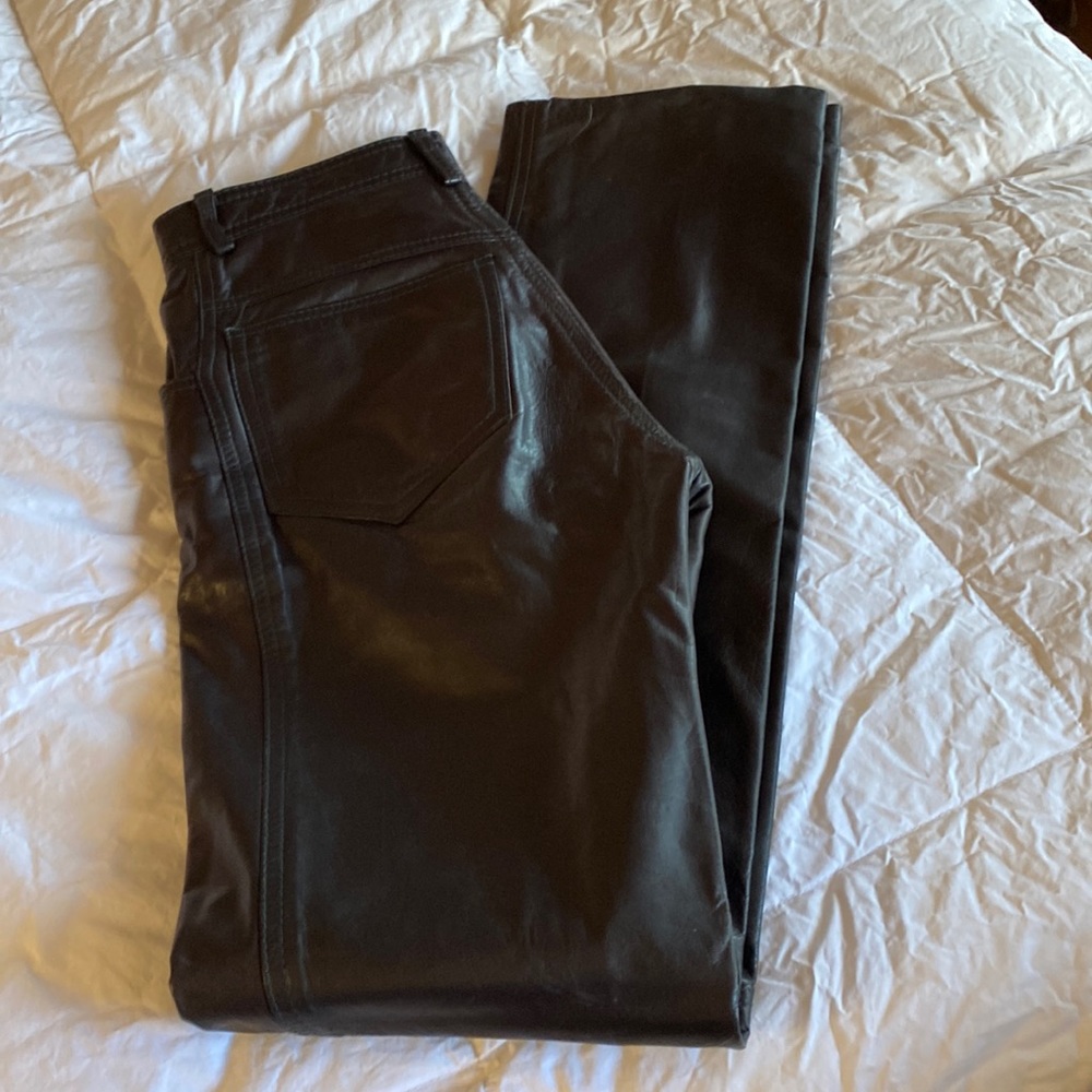 Dark chocolate lined leather pants.